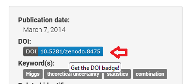 Picture of Zenodo DOI-badge in the side panel